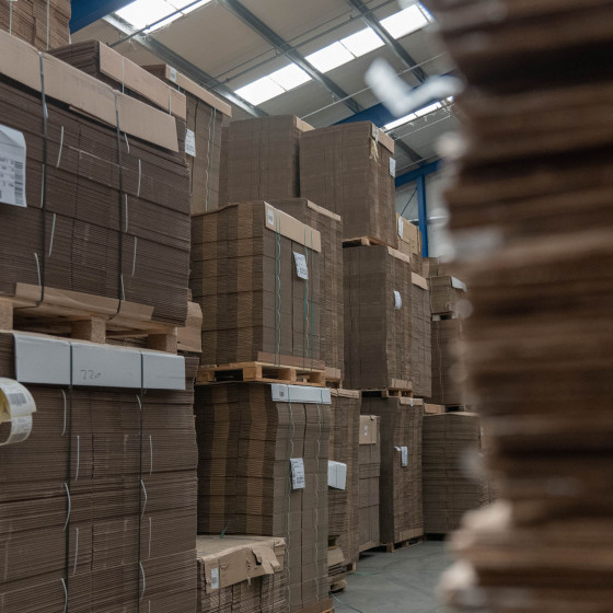 Pallets met kartonnen dozen